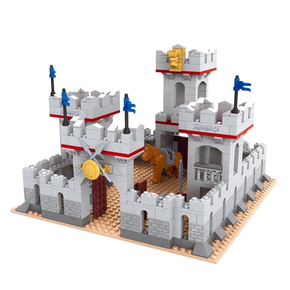 SALYWEE Medieval Lion Knight Castle Building Blocks Kit with Figures - 680+ Pieces, Home & Office Decor, Collectible Display