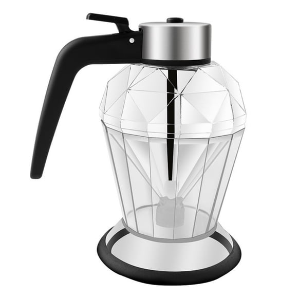 Noehoiugi Honey/Syrup Dispenser -No Drip Design,Elegant Diamond Shape With Stainless Steel Top,Clear Glass Honey Container