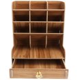 thumbnail image 2 of Wood Desktop Organizer, Desktop Organizer Drawer Stable Structure With Handle For Home For Office Accessory Stationery For Students Black,Cherry Wood Color, 2 of 8