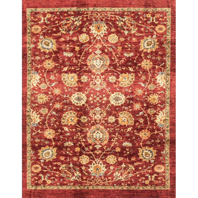 Ahgly Company Tapis d'Intérieur Rectangulaires Abstraits Orientaux Rouges, 7 Pieds x 10 Pieds
