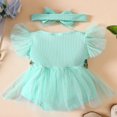 thumbnail image 3 of Infant Romper Dress Flower Leaves Embroidery Jumpsuits with Headband, 3 of 9