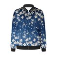 thumbnail image 1 of Pisexur Veste de Baseball pour Femmes Plus Cardigan Kimono Léger à Fleurs Imprimé Manches Longues Zip Veste Bomber, 1 of 4