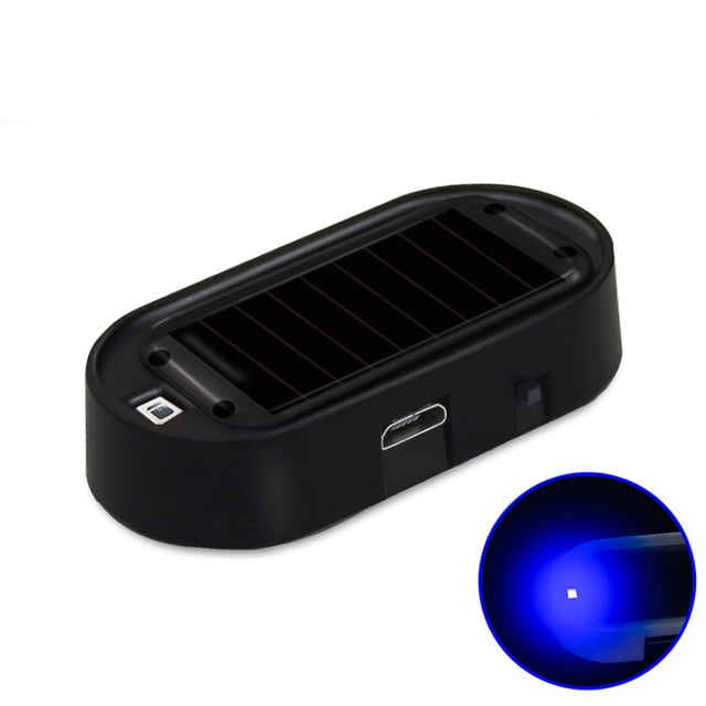 FHBVT Car Solar Power Simulated Dummy Alarm Light Solar-Powered Vehicle Anti-Theft Security Light with USB Charging Port for Car SUV Truck Garage Protection and Theft Deterrence
