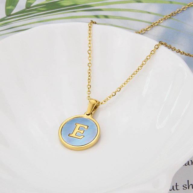 26 English Letters (A-Z) Necklace For Women Titanium Steel Stainless Steel Pendant Necklace Pearl Shell Oil Drop Necklace As Gift For Wife , Daughter, Friend