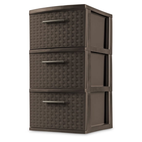 Sterilite 3 Drawer Espresso Weave Tower