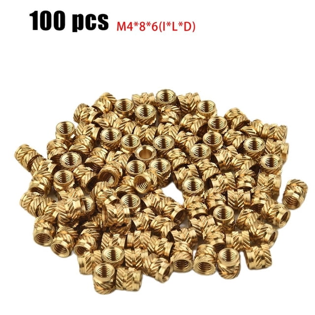 100PCS Threaded Insert Self-clinching Nut Brass Internal Thread Knurled