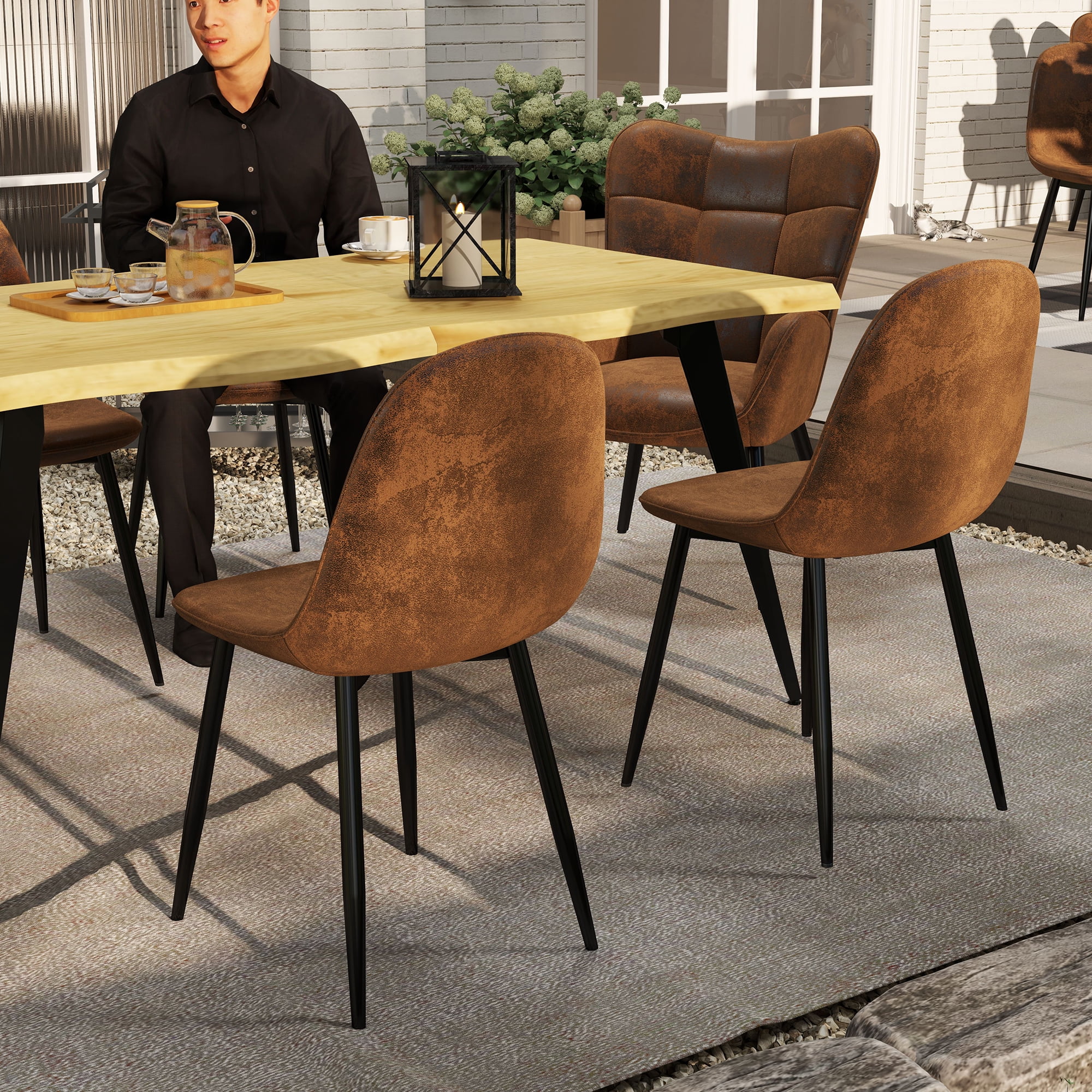 Ensemble de salle à manger rectangulaire moderne 5 pièces Homy Casa, table en faux bois avec 4 chaises rembourrées