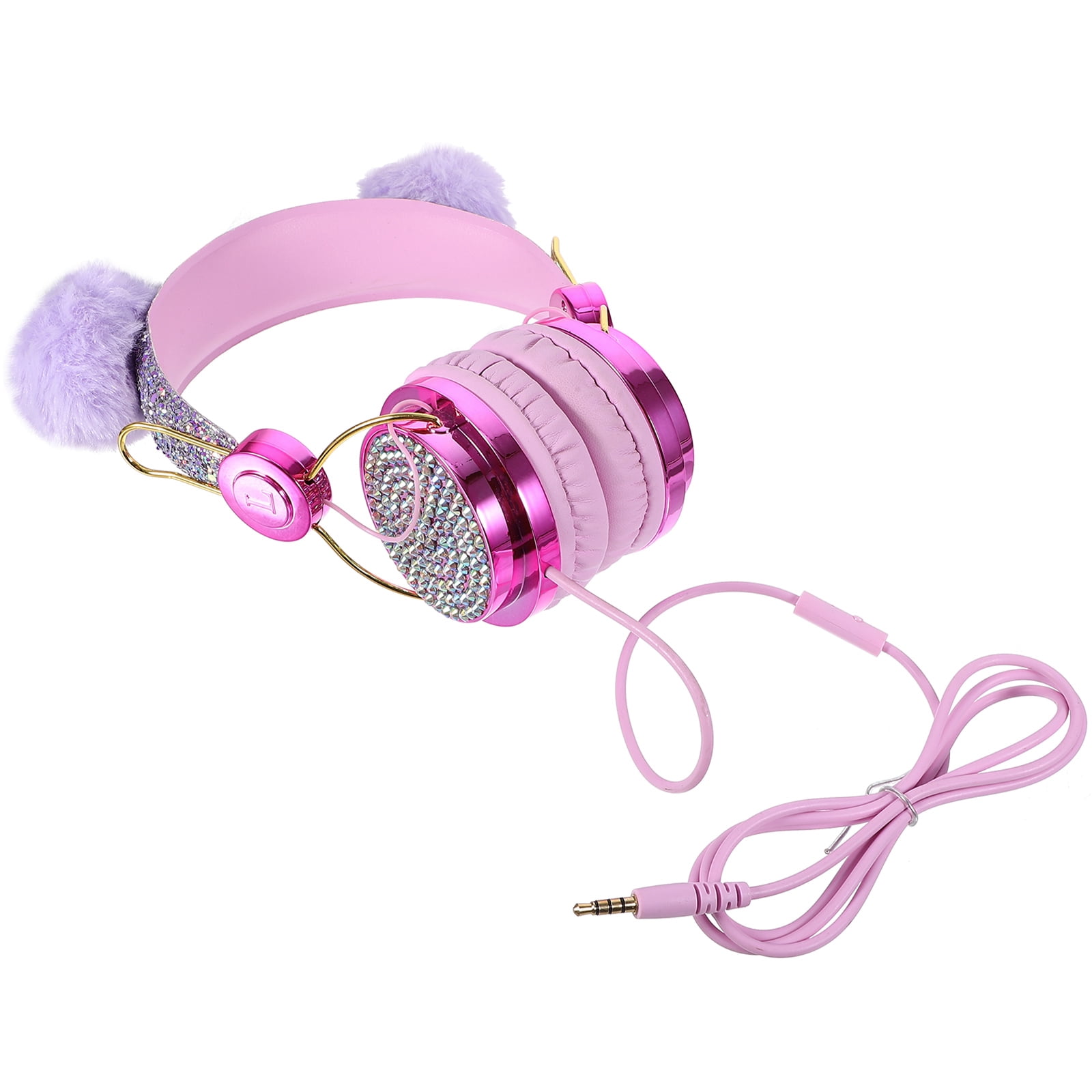 TEHAUX 1Pcs Kids Earphones Wired Pink Cartoon Style with Impact Resistant Material