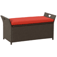thumbnail image 1 of Outsunny Banc de Rangement en Osier 2-en-1 pour Patio avec Coussin Rouge - Ensemble de 1, 1 of 10