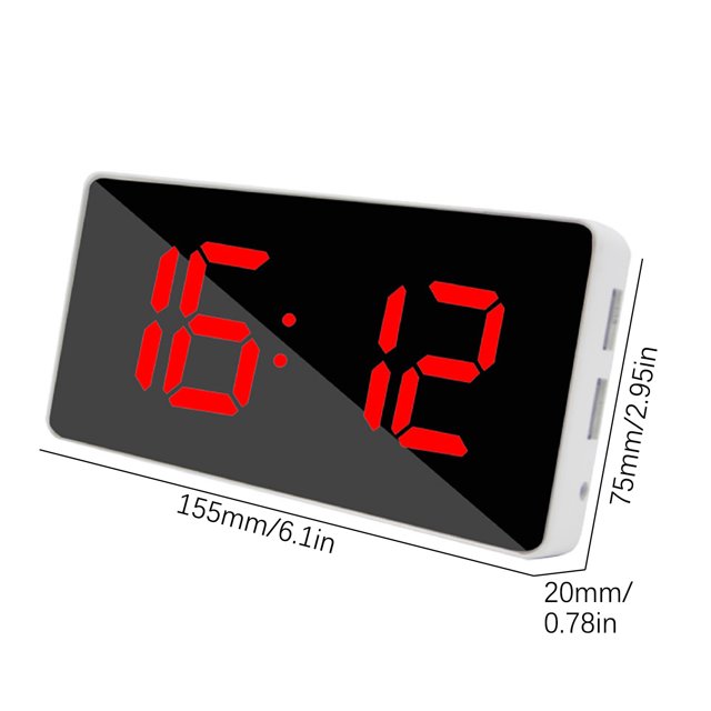 Pompotops Dual USB Output Mobile Phone Charging Snooze Mirror Clock Creative Multifunctional LED Alarm Clock Clearance