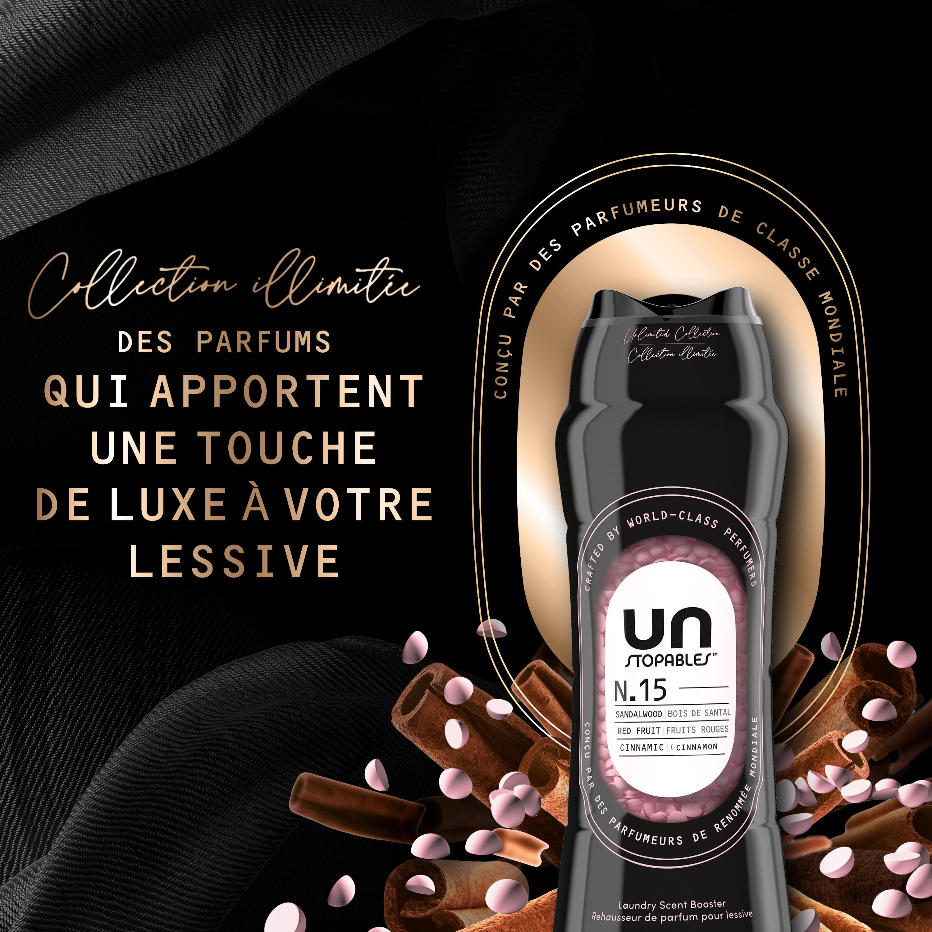 Perles rehausse-parfum pour la lessive Downy Unstopables collection Illimitée, nº 15, parfum fin, perles parfumées pour une fraîcheur longue durée