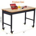 thumbnail image 3 of 72" x 25" Adjustable Workbench 2000 Lbs Capacity, Rubber Wood Table Heavy Duty Workstation with Hardwood Top, Power Outlets, Metal Frame, Swivel Casters, Garage Table for Workshop Office Home, 3 of 8