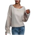 thumbnail image 1 of Pompotops Chandail Mode Femme Col Rond Manteau Haut Chandails pour Femmes Manteau Manches Longues Ample Liquidation, 1 of 7