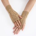 thumbnail image 4 of Ladies Warm Knit Fingerless Gloves Convertible Mittens Fashion Flowers, 4 of 5