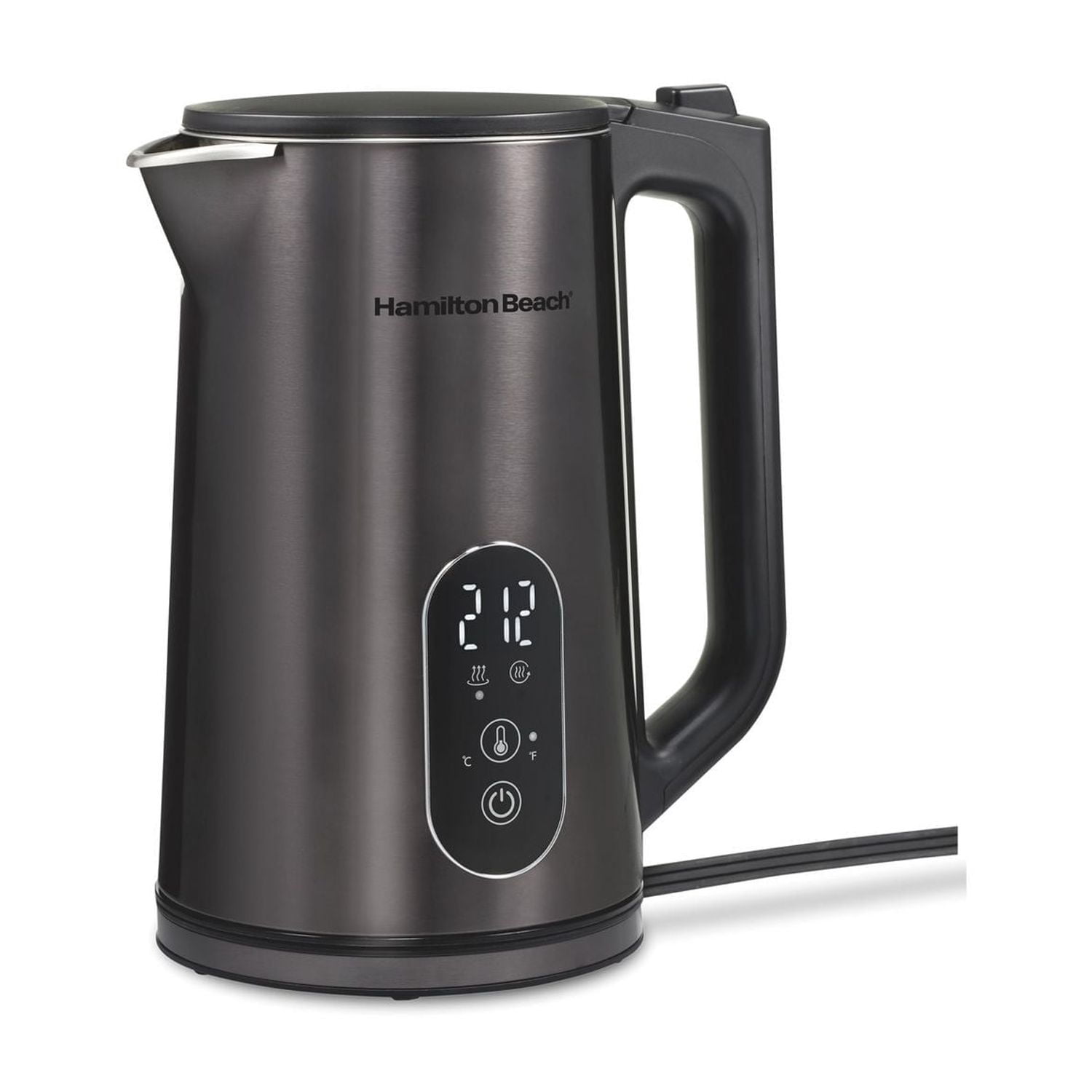Hamilton Beach Digital Temperature-Control Electric Kettle, Double-Wall Stainless Steel, 1.7L, 1500 Watts, Black, 40851
