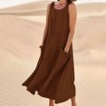 thumbnail image 1 of Jsaierl Robe Femme en Coton et Lin Été Sans Manches Robe d'Été Tunique Débardeur Robe de Plage d'Été Fluide Robes Maxi avec Poches, 1 of 5