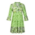 thumbnail image 4 of FcBaudy Longues Robe à Manches à Col en V Longueur Genou, Robes d'Été pour Femmes, Robes pour Femmes Mode Féminine Bohème Col en V Ample à Manches Longues Robe à Manches Évasées Imprimée Robe Femme, 4 of 8
