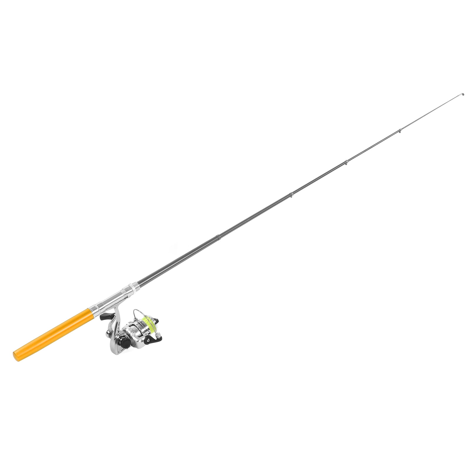 Portable Mini Pen Shape Fishing Rod Pole Pocket Retractable Fishing Rod with Reel WheelGold,