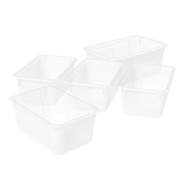 Storex Petit Bac à Casiers, Translucide, Lot de 5