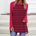thumbnail image 2 of T-shirts Graphiques pour Femmes Femmes Chandail à Rayures Surdimensionné Manches Raglan Longues Col Rond Chandails à Enfiler 2024 Automne Chandail à Enfiler Tunique Ample Hauts S-109 Bourgogne P, 2 of 5
