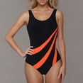 thumbnail image 2 of VBTAPA Women Racerback One Piece Swimsuit Slimming Athletic Training Bathing Suit Full Coverage Color Block Modest Swimwear Limited Time Sales Orange M, 2 of 6
