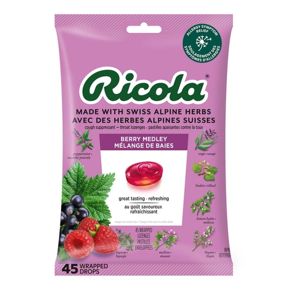 Ricola Berry Medley Throat Drops, 45 Count