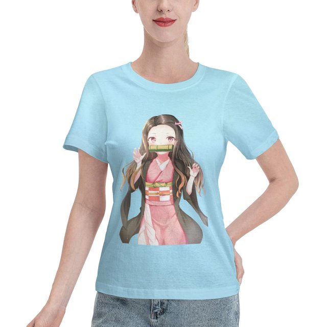 T-Shirt Basique à Manches Courtes pour Femmes Demon Slayer Blade Nidouzi