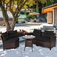 thumbnail image 1 of Costway 4PCS Outdoor Patio Rattan Furniture Set Cushioned Sofa Table Black, 1 of 10
