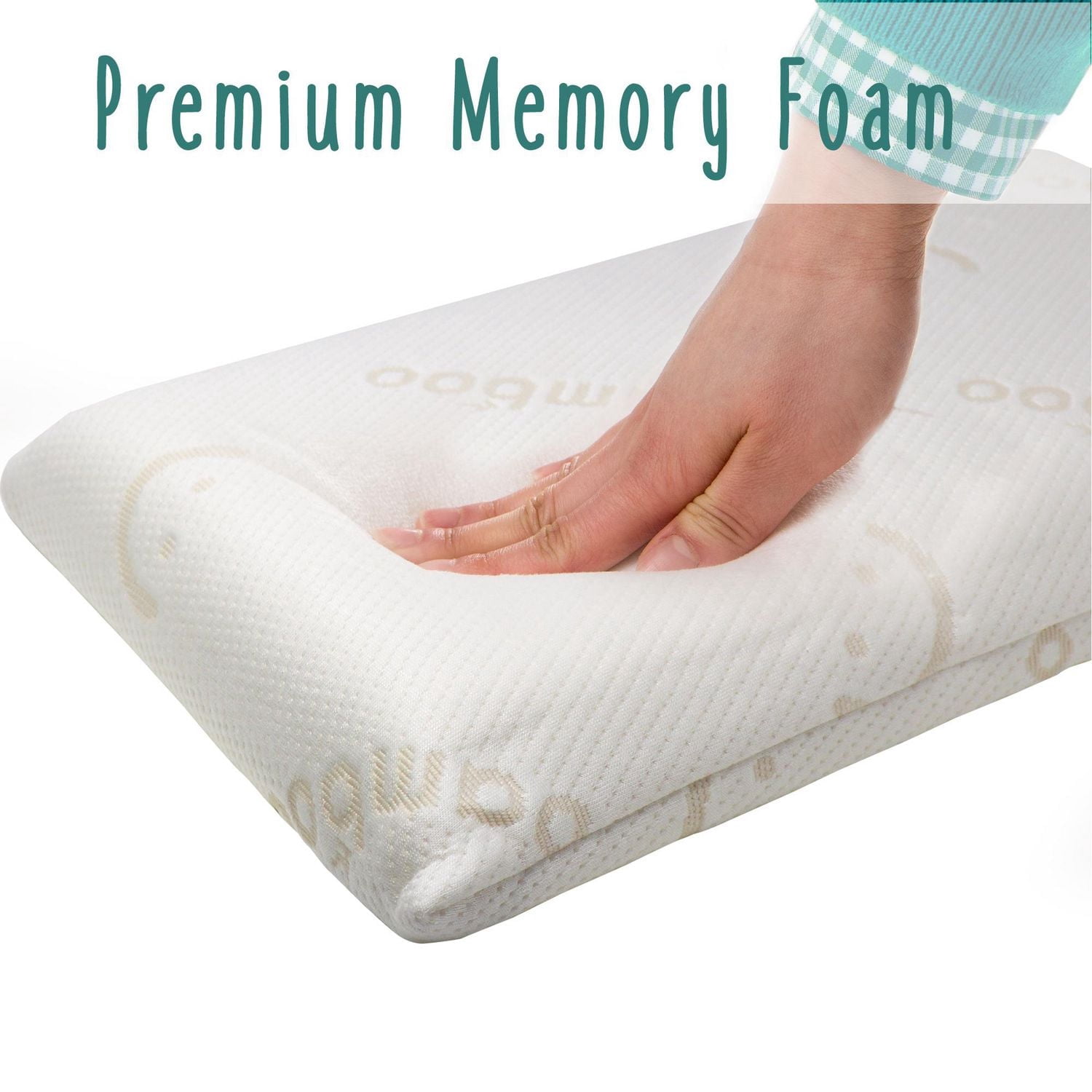 Babyworks™ Big Kid Pillow with Bamboo Pillowcase - Soft, Supportive and Breathable Memory Foam with Hypoallergenic Bamboo Cover, Washable and Removable Cover.