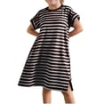 thumbnail image 3 of RXIRUCGD 2025 Vêtements d'Été pour Enfants Robe d'Été Décontractée Mignonne à Rayures Col Rond Manches Courtes pour Fille de 12 Mois à 12 Ans, 3 of 8