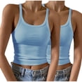 thumbnail image 1 of Timegard Camisoles 2 Pcs pour Femmes Col Rond Côtelé Sans Manches Ajusté Court Haut Décontracté Sortie Camis, 1 of 6