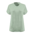 thumbnail image 3 of Moxiu Plus Size Casual Loose Fit V Neck Tees Women's Summer Short Sleeve Solid Color Oversized Basic Tunic Tops Beige,XL, 3 of 4