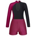 thumbnail image 4 of renvena Girls Gymnastics Leotards and Shorts Set Rhinestone Long Sleeve Ballet Unitard Biketards Burgundy 12, 4 of 5