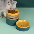 thumbnail image 4 of Aliments pour Animaux de Compagnie Élevés et Bols d'Eau Protection du Cou Automatique Grande Capacité une Pièce Bol pour Animaux de Compagnie pour Chats Chiens Vert, 4 of 5