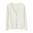 thumbnail image 1 of Cardigan Manteau Doux en Tricot pour Femmes, Mode Durable, Printemps et Automne, Décontracté, Ample, Uni, Manches Longues, Col en V, à Boutons - Hontri, 1 of 4
