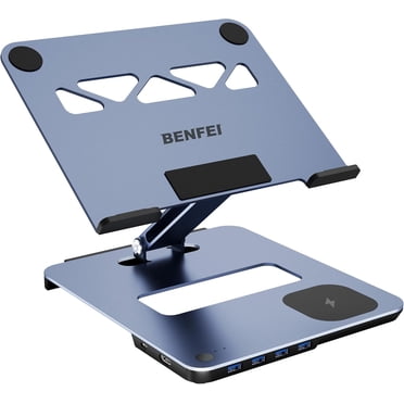 BENFEI Laptop Stand with USB C 6in1 Docking Station, 15W Magnetic Wireless Charger, USB 3.0 KVM Switch, HDMI 4K@60Hz, 4*USB3.0, 100 PD Compatible with MacBook Pro/Air, iPad Pro, XPS, Thinkpad