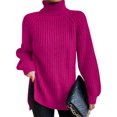 thumbnail image 1 of Innerwin Chandails à Col Roulé pour Femmes, Chandail de Travail à Manches Longues, Chandails Tricotés Amples, Rose Rouge G, 1 of 2