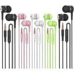 Earbuds Headphones, Headphones with Microphone 5 Pack,, Compatible with iPhone and Android Smartphones,iPod,iPad, MP3 Players,Fits All 3.5mm Interface,4 Colors
