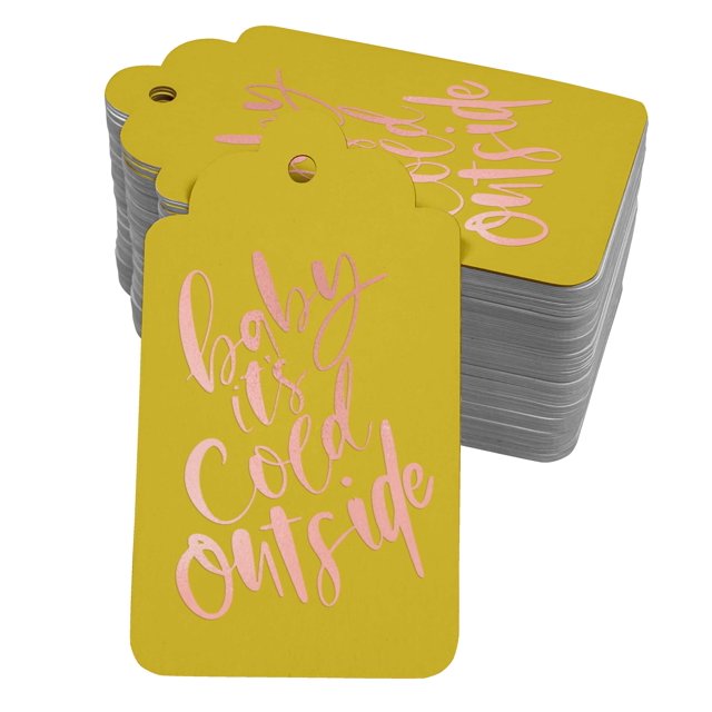 Inkdotpot Real Rose Gold Foil Baby It's Cold Outside Baby Shower Tags Favor Hang Paper Tags 50 Pack