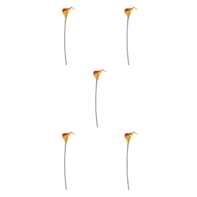 kurtrusly Wedding Decor With Simulated Calla - Choose Variety Of Colors And Styles With High 3D And Simulation Durable PU reddish yellow 5PCS