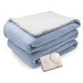 thumbnail image 1 of Biddeford Comfort Knit Natural Sherpa Electric Heated Blanket Full Parade Blue, 1 of 1
