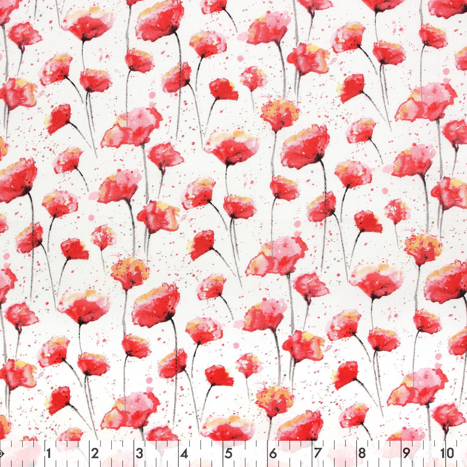 FABRIC CREATIONS rouge aquarelle Poppies coupon fat quarter 45.7 × 53.3 cm (18 × 21 po), blanc