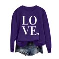 thumbnail image 1 of Penkiiy Chandails de la Saint-Valentin pour Femmes avec Cœur Rouge Graphique Chandail à Manches Longues Col Rond Chandail de la Saint-Valentin TP Violet, 1 of 4