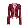 thumbnail image 3 of SHIXIAOO Blouse en Mousseline de Mode pour Femme avec Manches Évasées à Volants Style Petite Robe Noire Chandail Sans Manches Gilet Cardigan Cardigan Chandail Ample, 3 of 3