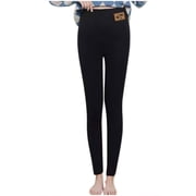 Deals of The Days! TopLLC Winter Leggings Women Bottom Pants Ladies And Winter Fashion Casual Leather Label Elastic High Waist Warm Pants High Waisted Workout leggings pj Bottoms
