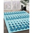 thumbnail image 3 of Ahgly Company Tapis d'Intérieur Lavable à la Machine, Carré, Transitionnel, Bleu Ivy Bleu, Tapis de Zone, 4 Pieds Carré, 3 of 7