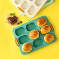 thumbnail image 4 of Oleegame 2PC Tin Foil Roll 9 Grids Multi Color Kitchen Silicone Oval Cake French Bread Baking Pan Non Stick Kitchen Utility Green, 4 of 5
