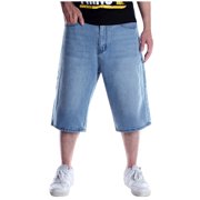 Men's Jeans Men's Hop Large Loose Solid Color Double Pocket Sports Leisure Jeans Pants Jeans Homme Slim Light Blue 30