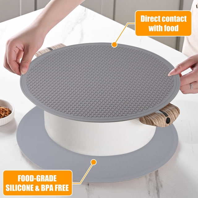 Youkk 2pcs Large Silicone Mat Heat Resistant Placemat Food Grade Protection Easy To Clean Waterproof Food Mat Grey 1Set