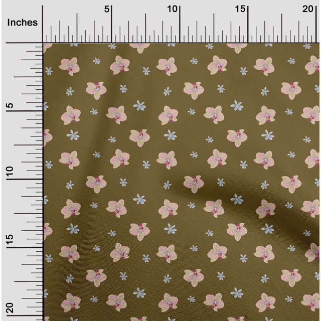 oneOone Tissu Popeline de Coton Imprimé Floral Orchidée 1 Yard 42 Pouces de Large